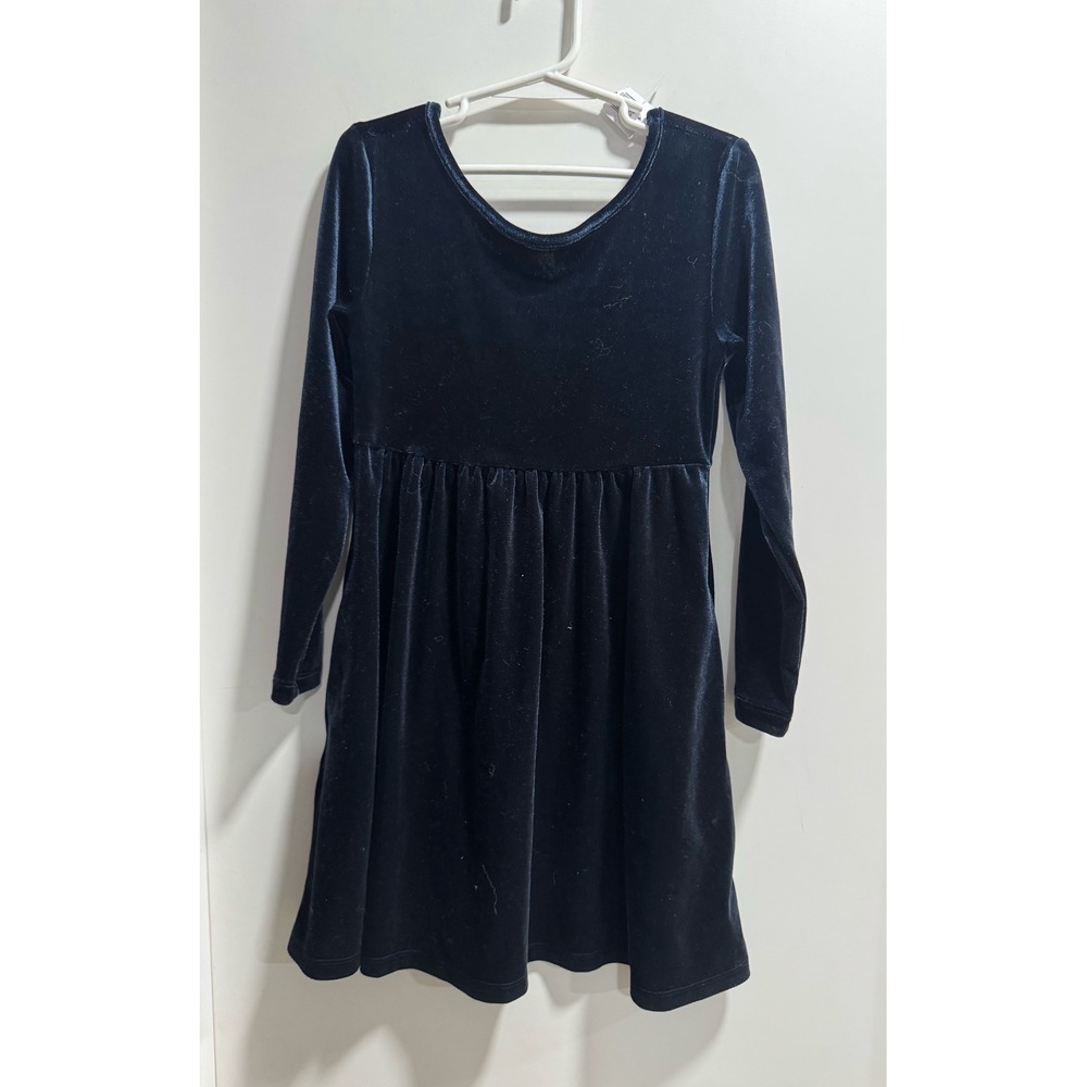 Old Navy Girls Navy Blue Velvet Long Sleeve Dress Size S 6-7‎